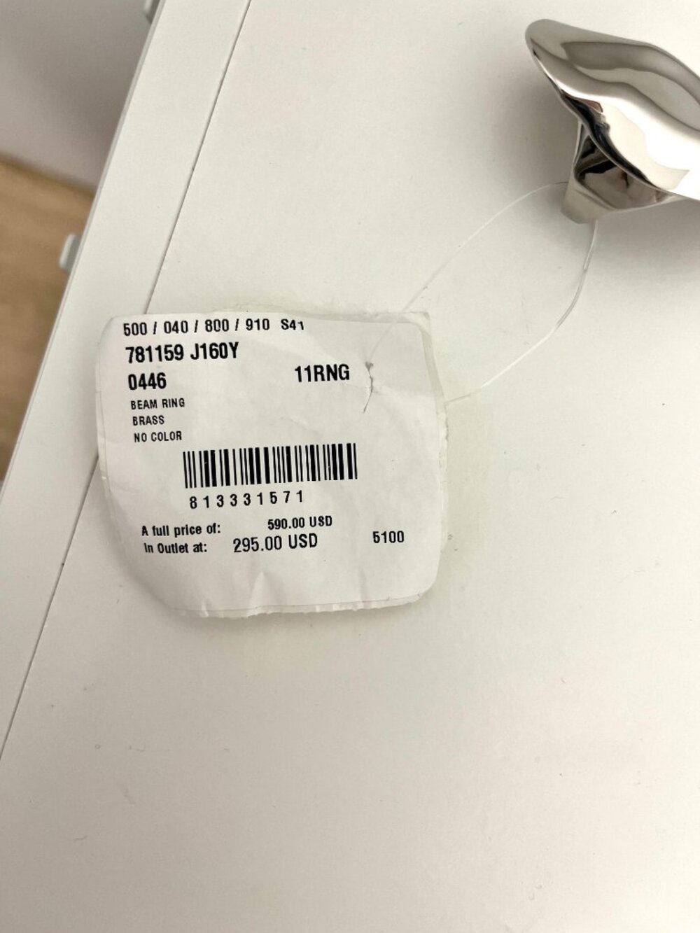 $590 Alexander McQueen Beam Ring color: SILVER New Size 11 Statement Ring Women - Picture 14 of 15